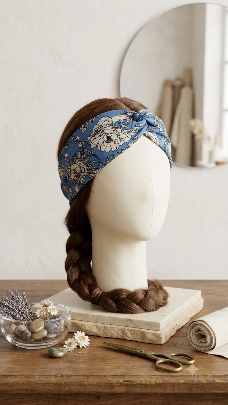 Breites Boho-Haarband in Blau (One Size) für Frauen