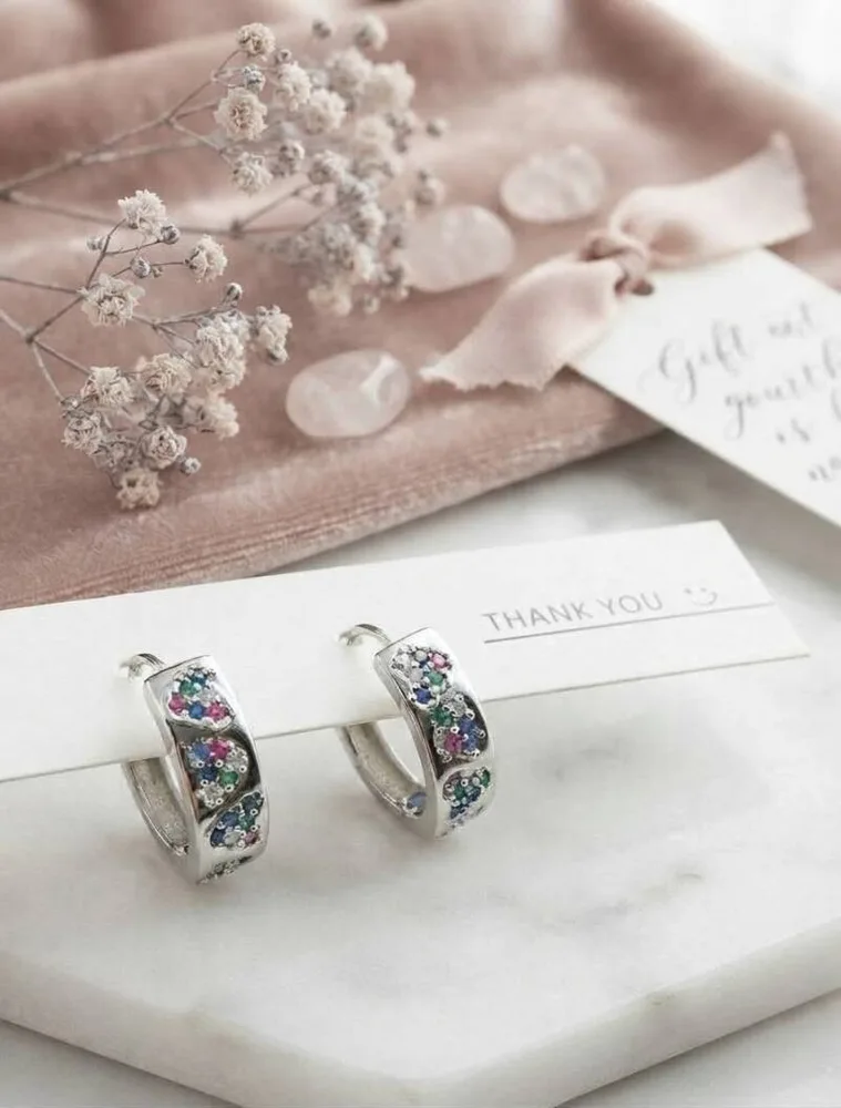 Edelstahl-Creolen „Rainbow Sparkle“ für Frauen