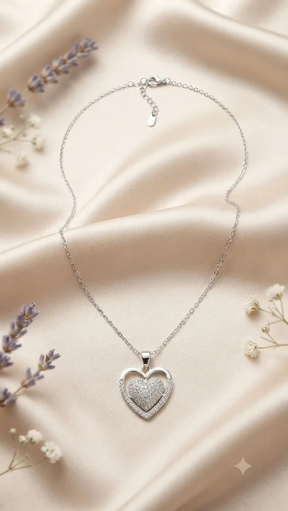 • Edelstahl-Kette „Zwei Herzen“ für Frauen