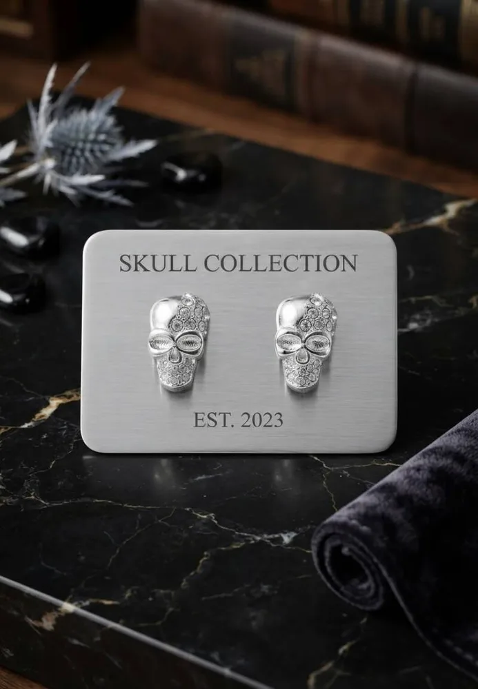 Edelstahl-Ohrstecker „Skull Sparkle“ für Frauen — Silber