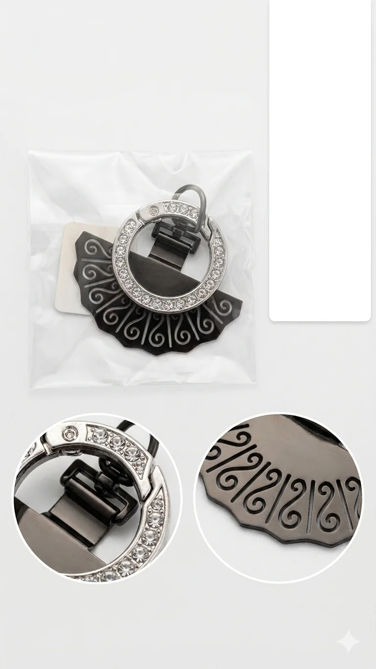 Edler Handy-Anhänger mit Kristallen in Gunmetal-Optik – Stylischer Handyschmuck  (Für Frauen)