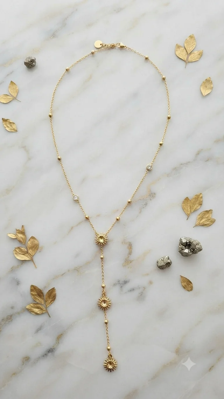 Elegante Y-Kette mit Sonnen-Anhängern in Gold – Filigrane Lariat-Halskette für Frauen
