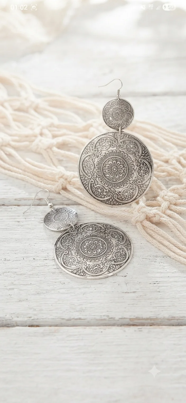 „Ethno Mandala“ Antik-Silber 6,5 cm für Frauen