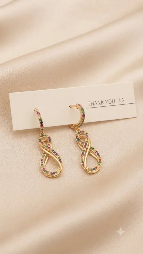 Goldene Edelstahl-Creolen „Infinity Rainbow“ für Frauen