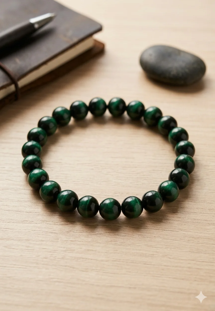 Maskulines Perlenarmband in Grünem Tigerauge-Look – Edler Herren-Schmuck