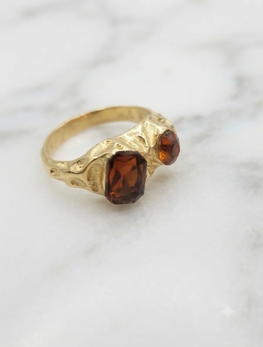 Ring „Amber Glow“ (18 mm, Gold-Optik) für Frauen