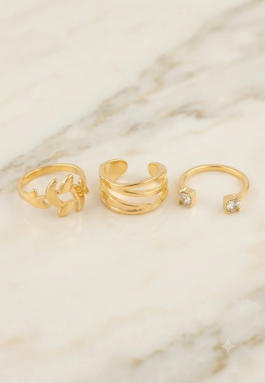Ring-Set „Nature & Sparkle“ für Frauen