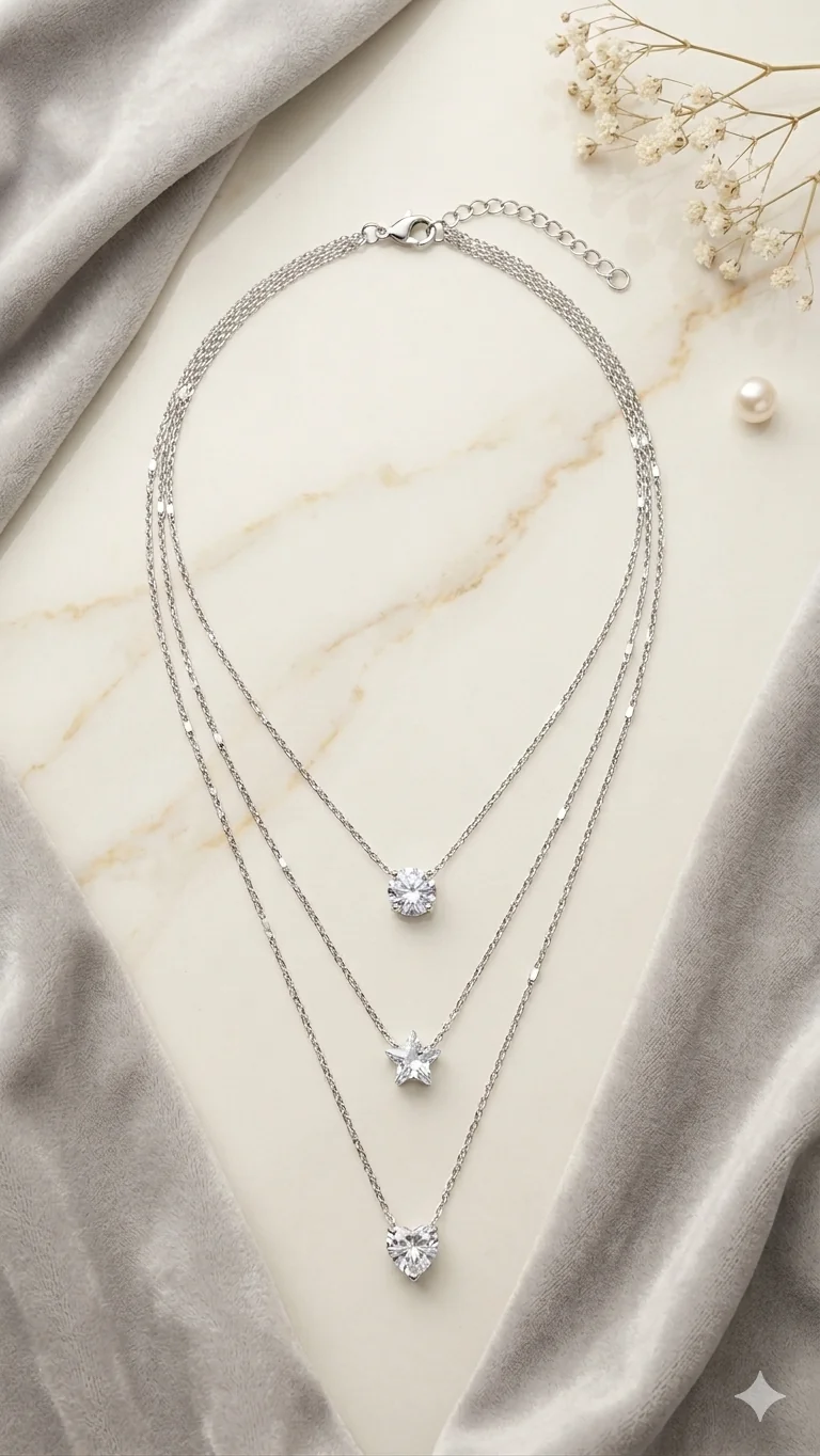 „Starlight Trio“ – Silber-Optik mit funkelnden Kristallen  (Für Frauen)