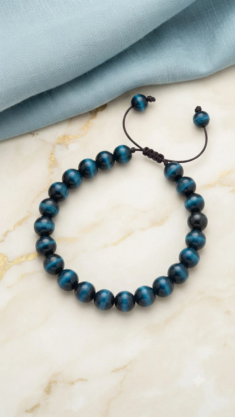Stilvolles Perlenarmband aus blauem Tigerauge für Männer
