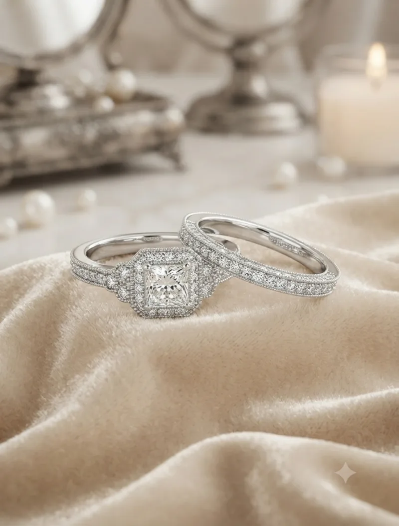 Strahlendes Kristall Ring-Set Silber-Look – 21 mm