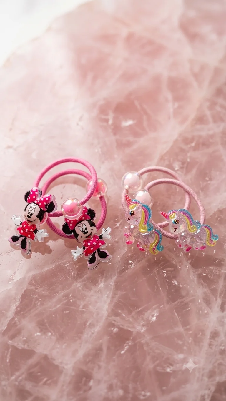 Süßes Haargummi-Set für Kindern – Minnie Maus & Einhörner (4er-Set)